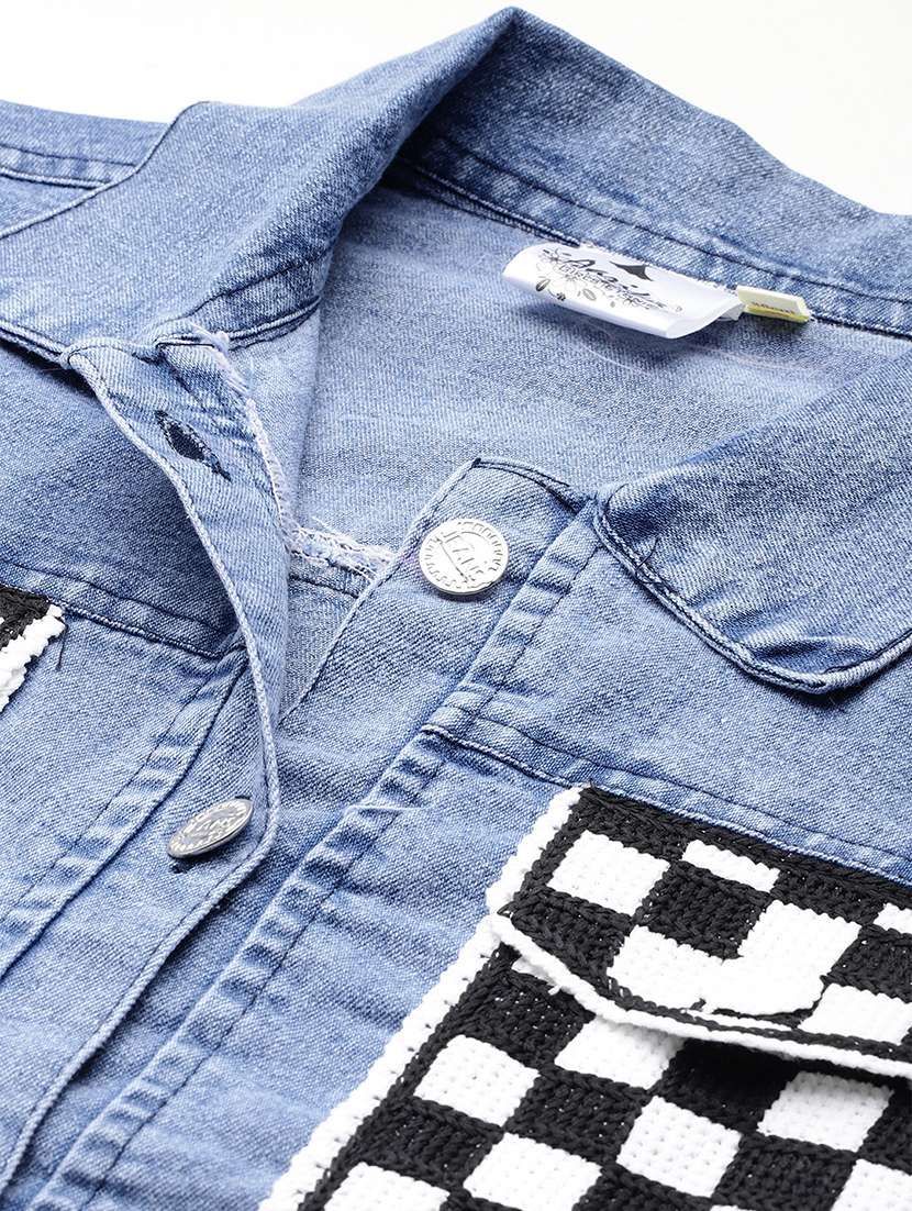 women patched work long sleeve denim jacket - 22224917 -  Standard Image - 4