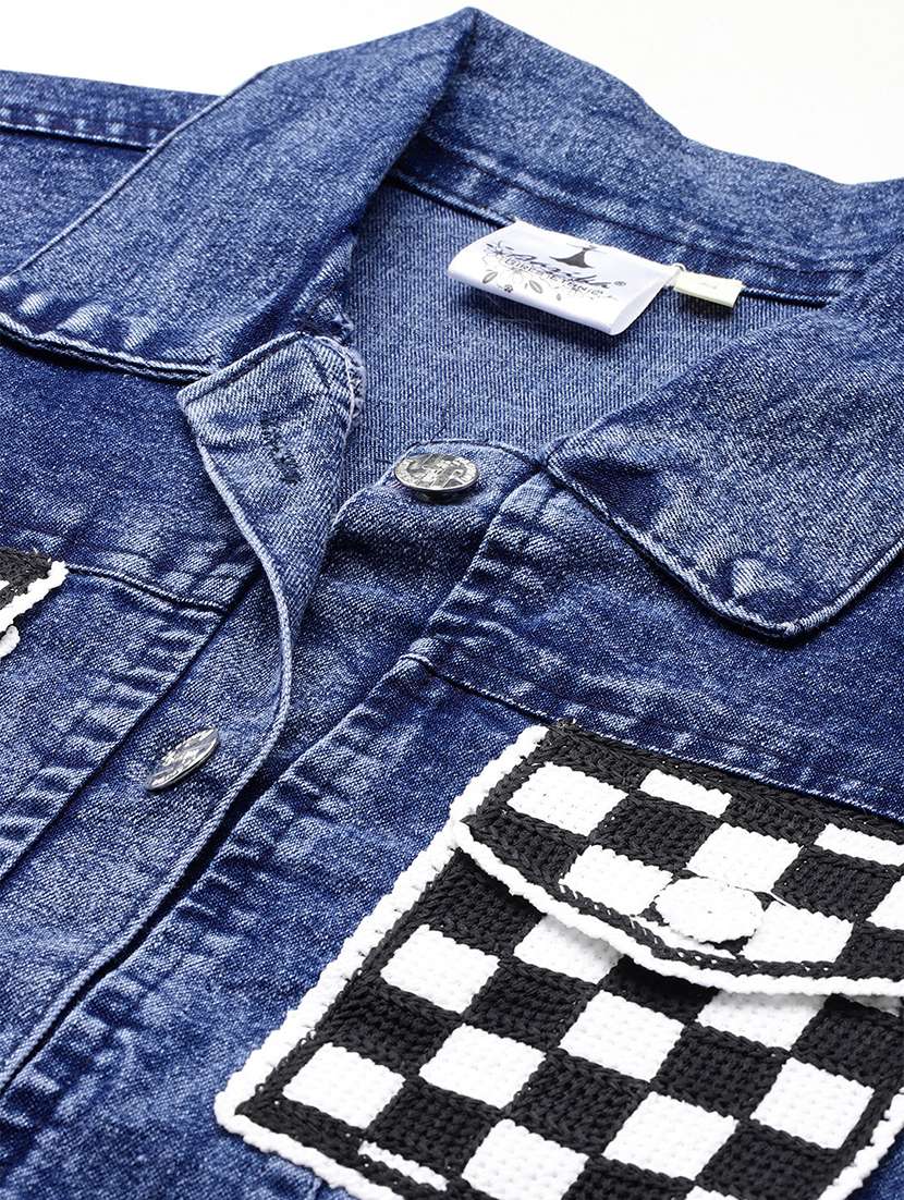 women patched work long sleeve denim jacket - 22224918 -  Standard Image - 4