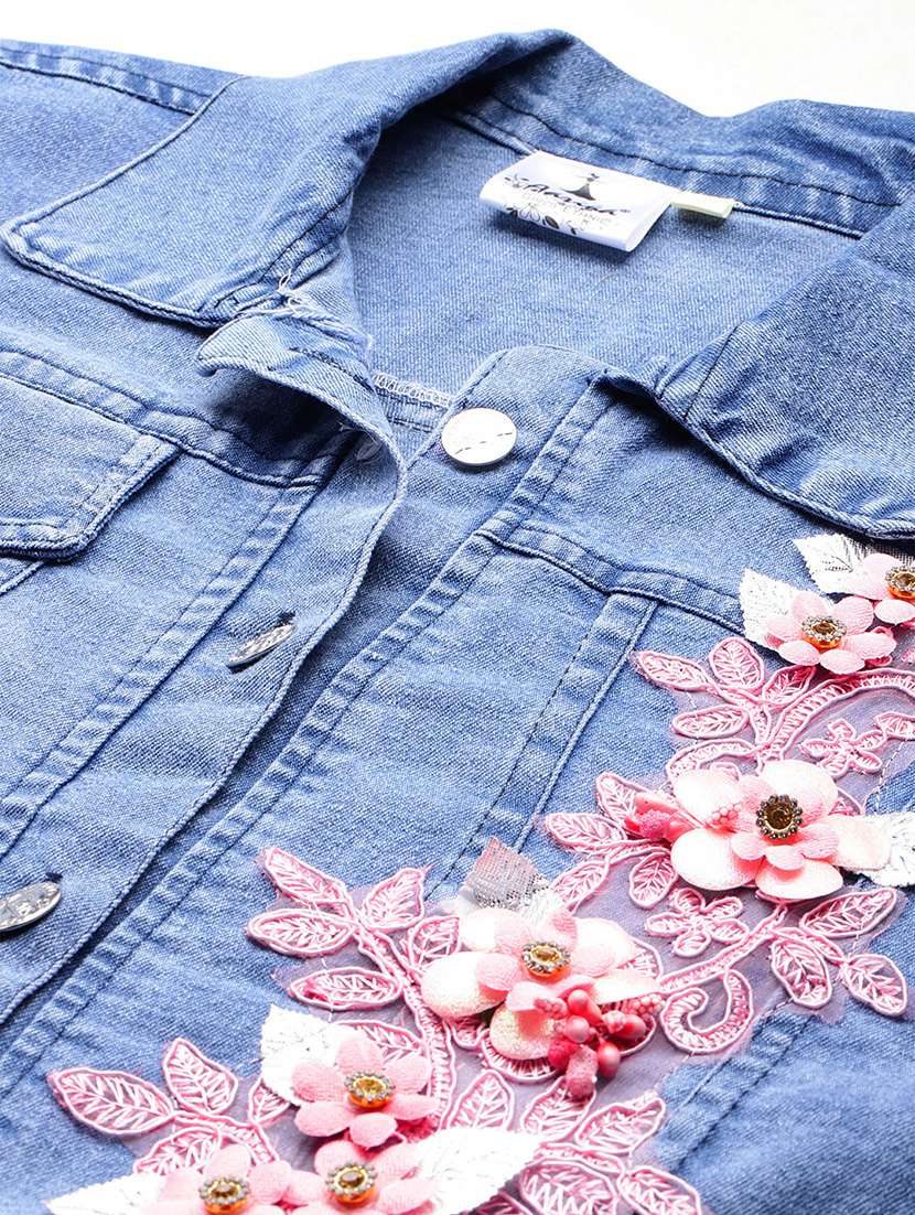 women patched work long sleeve denim jacket - 22224919 -  Standard Image - 4