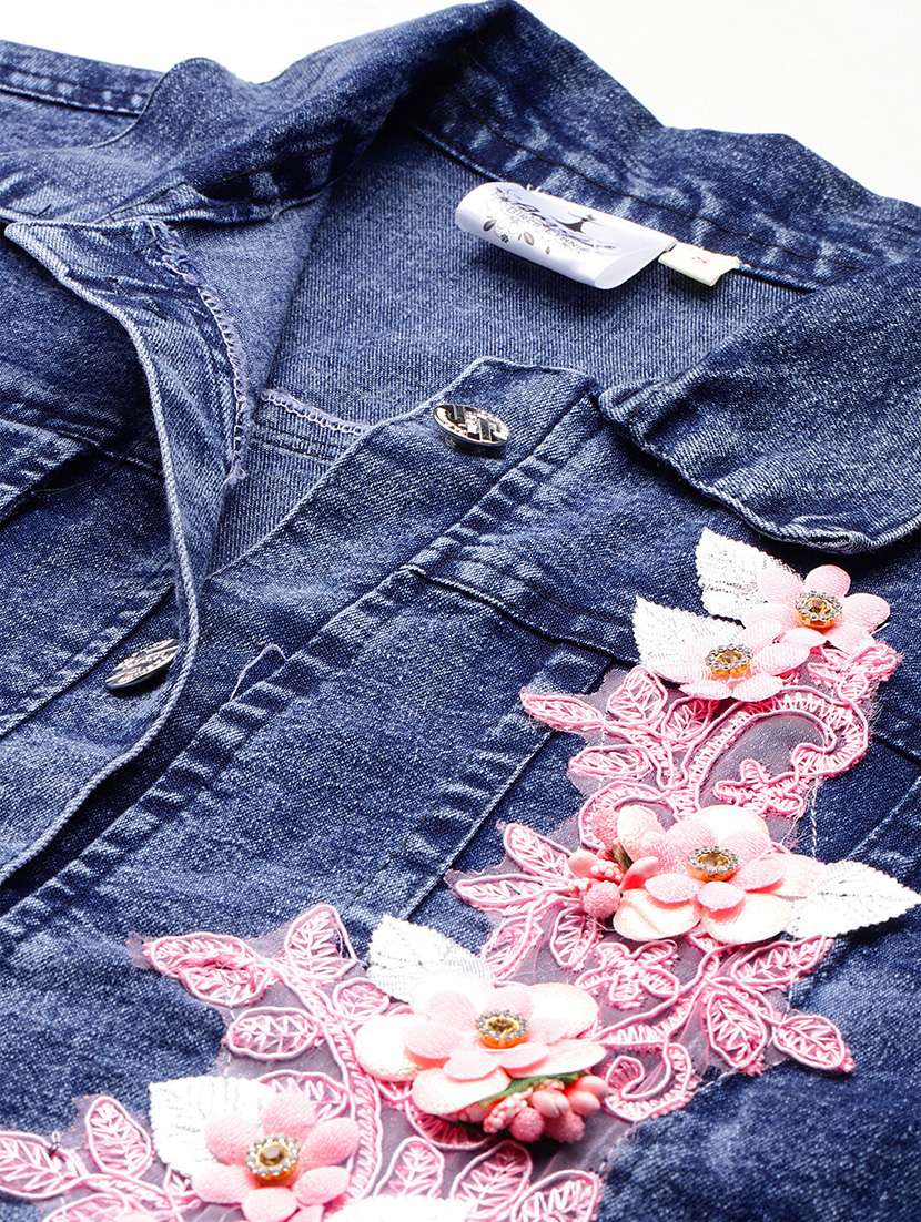 women patched work long sleeve denim jacket - 22224920 -  Standard Image - 4