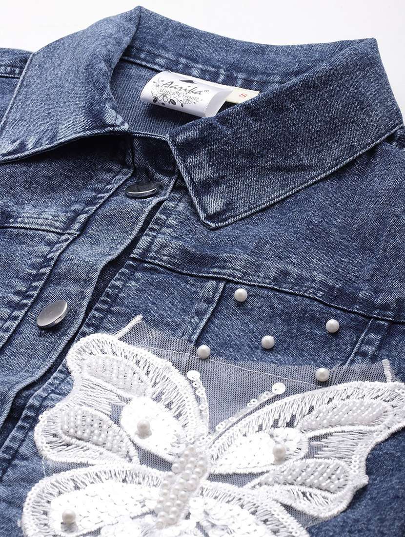 women solid with work long sleeve denim jacket - 22224926 -  Standard Image - 4