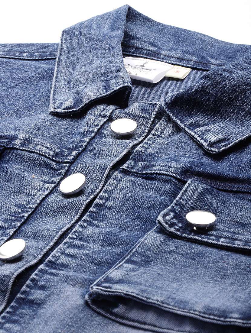 women solid long sleeve denim jacket - 22224932 -  Standard Image - 4