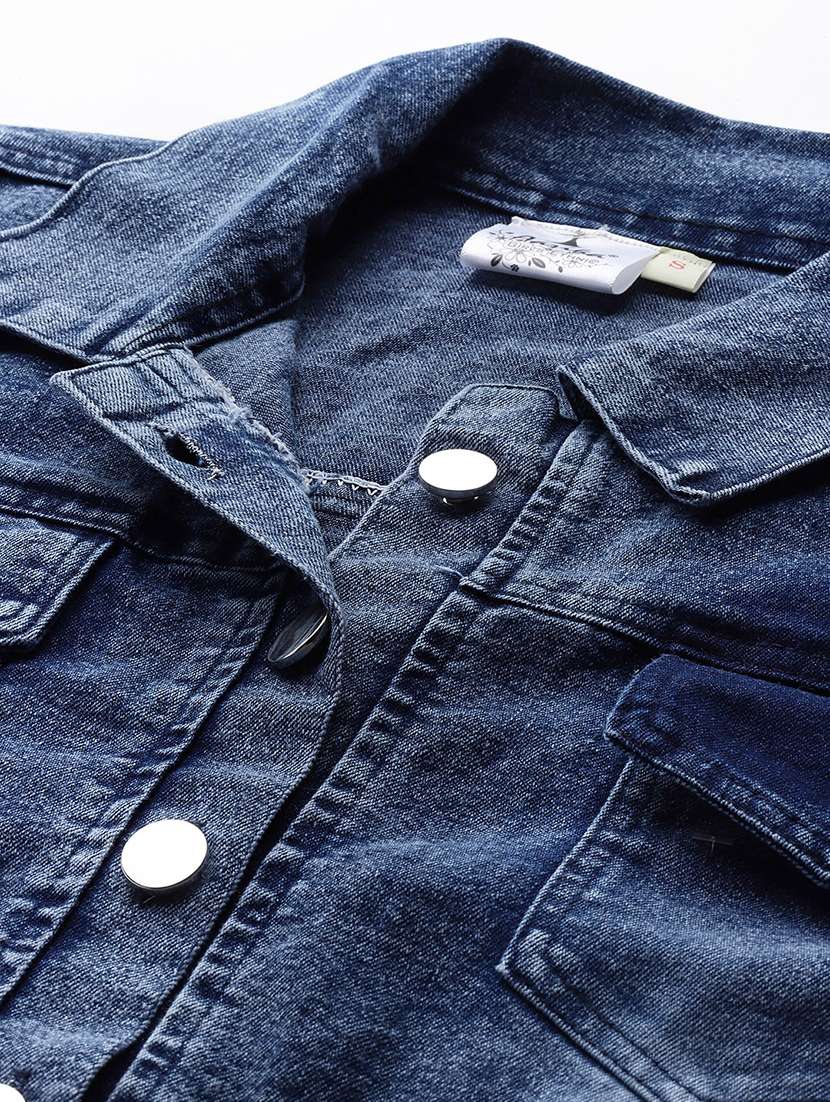 women solid long sleeve denim jacket - 22224934 -  Standard Image - 4