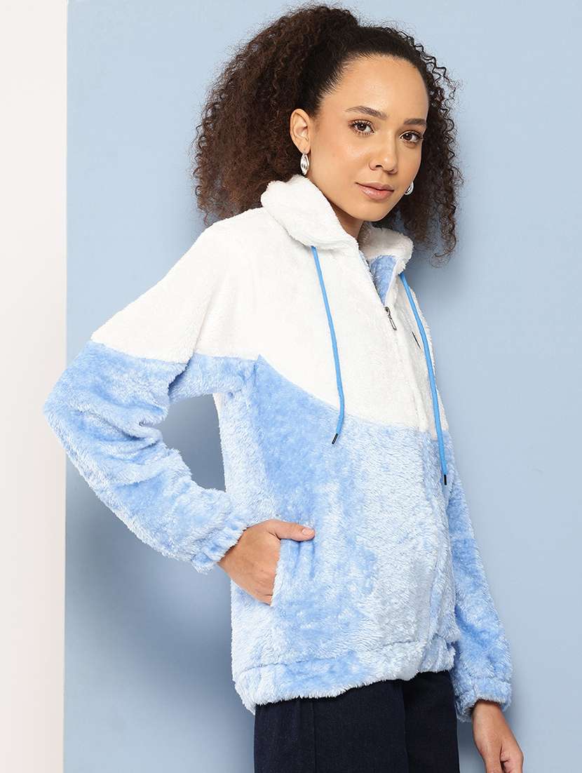 women color block long sleeve hooded jacket - 22224942 -  Standard Image - 1