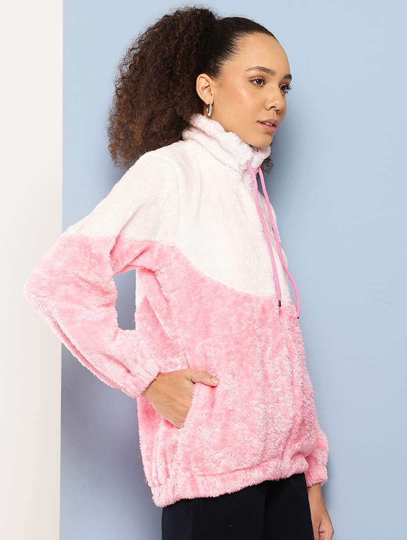 women color block long sleeve hooded jacket - 22224943 -  Standard Image - 1