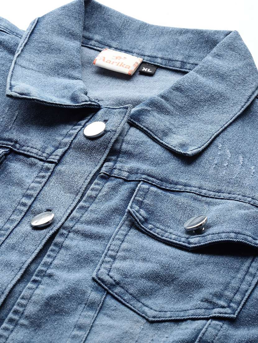 women solid long sleeve denim jacket - 22224947 -  Standard Image - 4