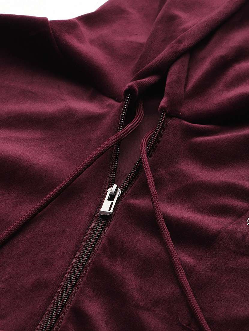 women solid long sleeve hooded velvet co-ord set - 22224955 -  Standard Image - 4