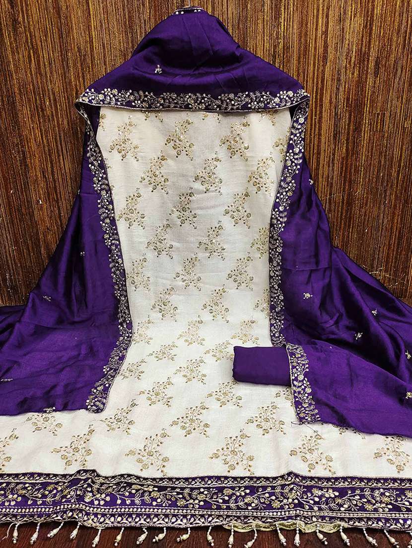women solid with work embroidered unstitched suit set - 22224967 -  Standard Image - 1