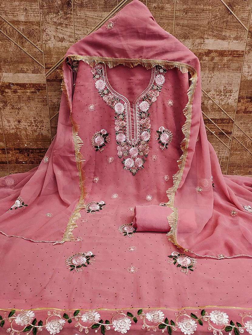 women solid with work embroidered unstitched suit set - 22225023 -  Standard Image - 1