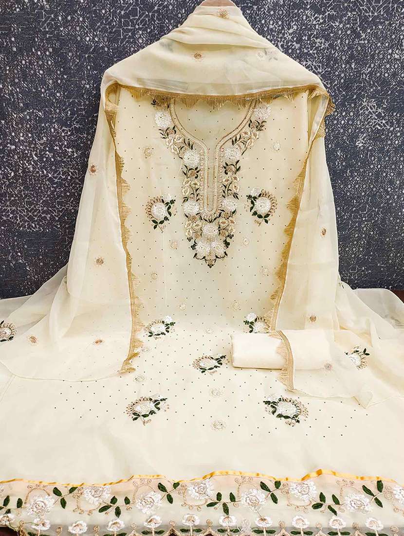 women solid with work embroidered unstitched suit set - 22225024 -  Standard Image - 1