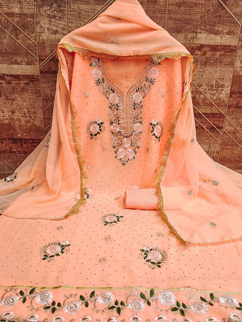 women solid with work embroidered unstitched suit set - 22225025 -  Standard Image - 1