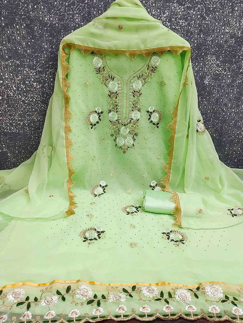 women solid with work embroidered unstitched suit set - 22225027 -  Standard Image - 1