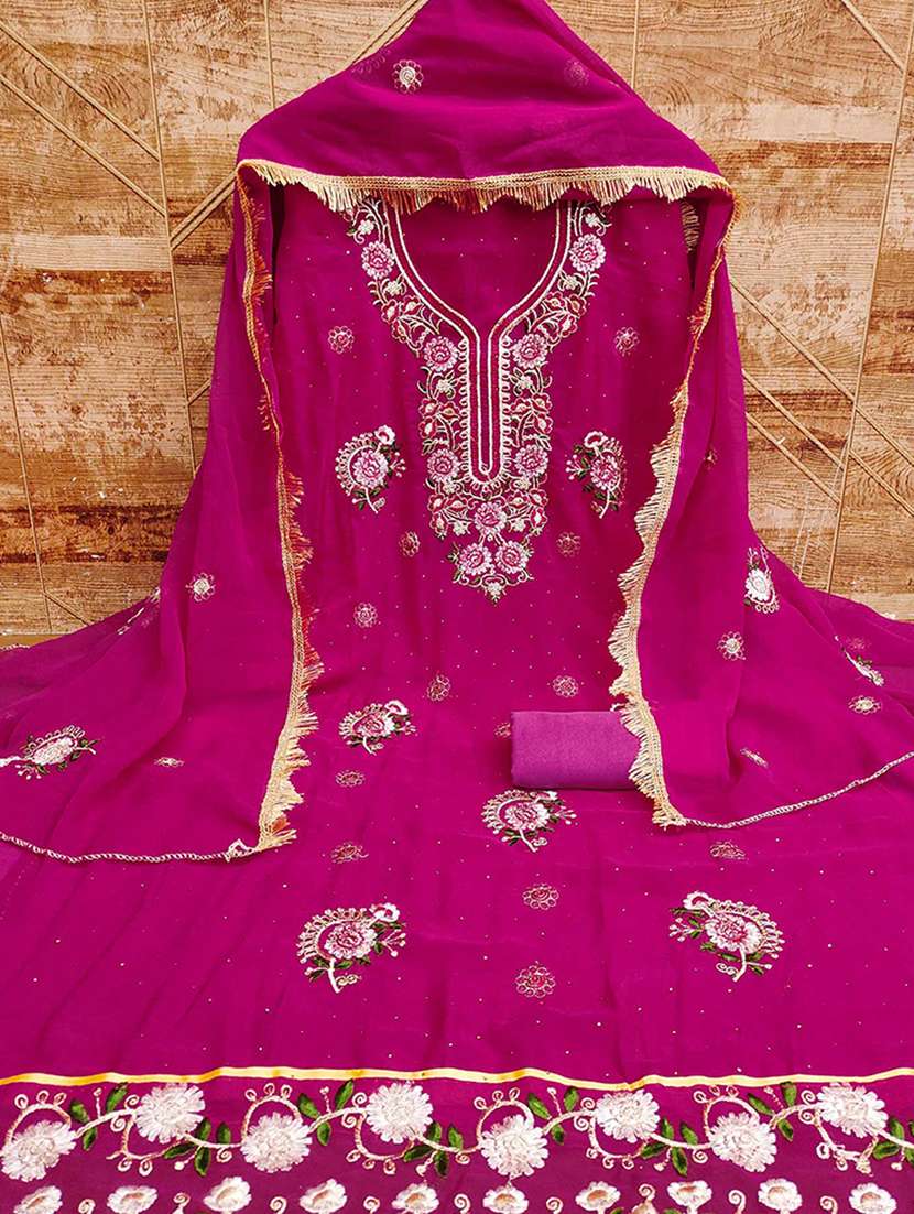 women solid with work embroidered unstitched suit set - 22225028 -  Standard Image - 1