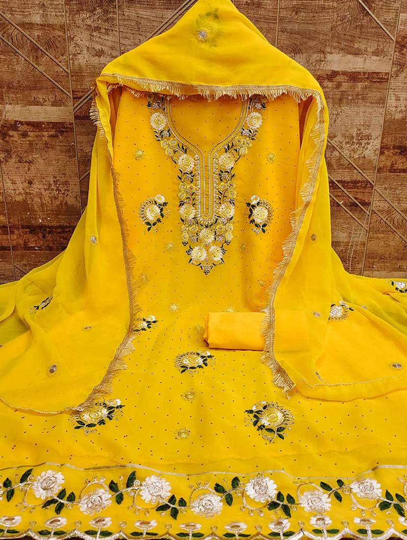 women solid with work embroidered unstitched suit set - 22225030 -  Standard Image - 1