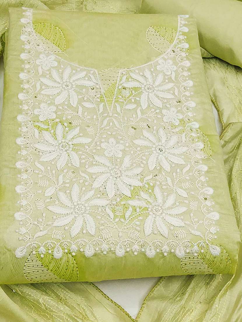 women solid with work embroidered unstitched suit set - 22225041 -  Standard Image - 1