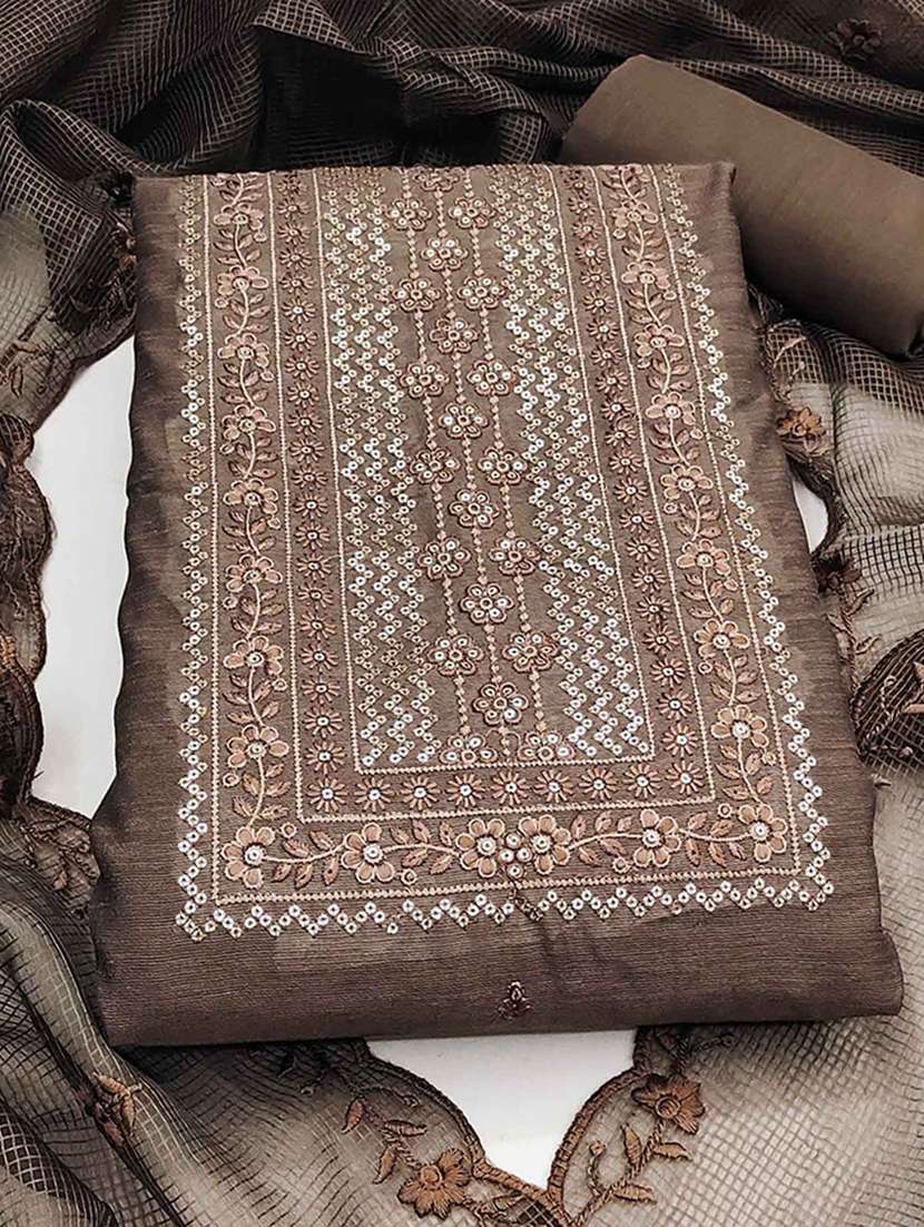 women solid with work embroidered unstitched suit set - 22225050 -  Standard Image - 1