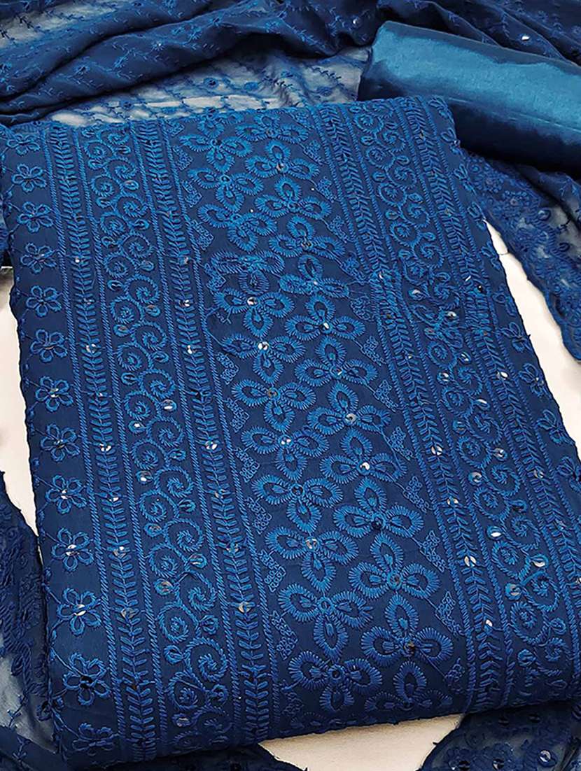 women solid with work embroidered unstitched suit set - 22225059 -  Standard Image - 1