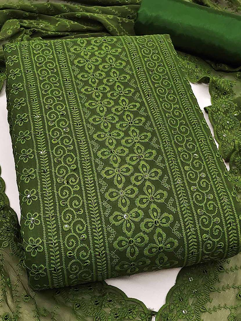 women solid with work embroidered unstitched suit set - 22225060 -  Standard Image - 1