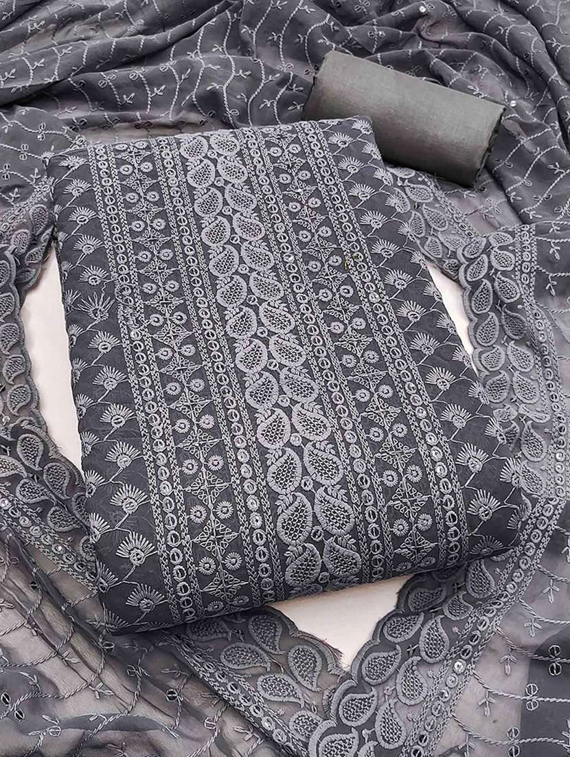 women solid with work embroidered unstitched suit set