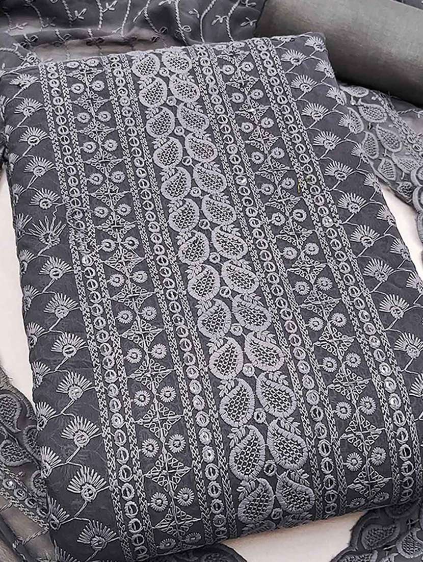 women solid with work embroidered unstitched suit set - 22225061 -  Standard Image - 1