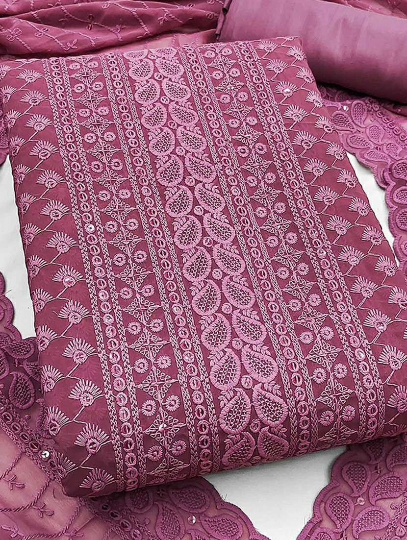 women solid with work embroidered unstitched suit set - 22225062 -  Standard Image - 1