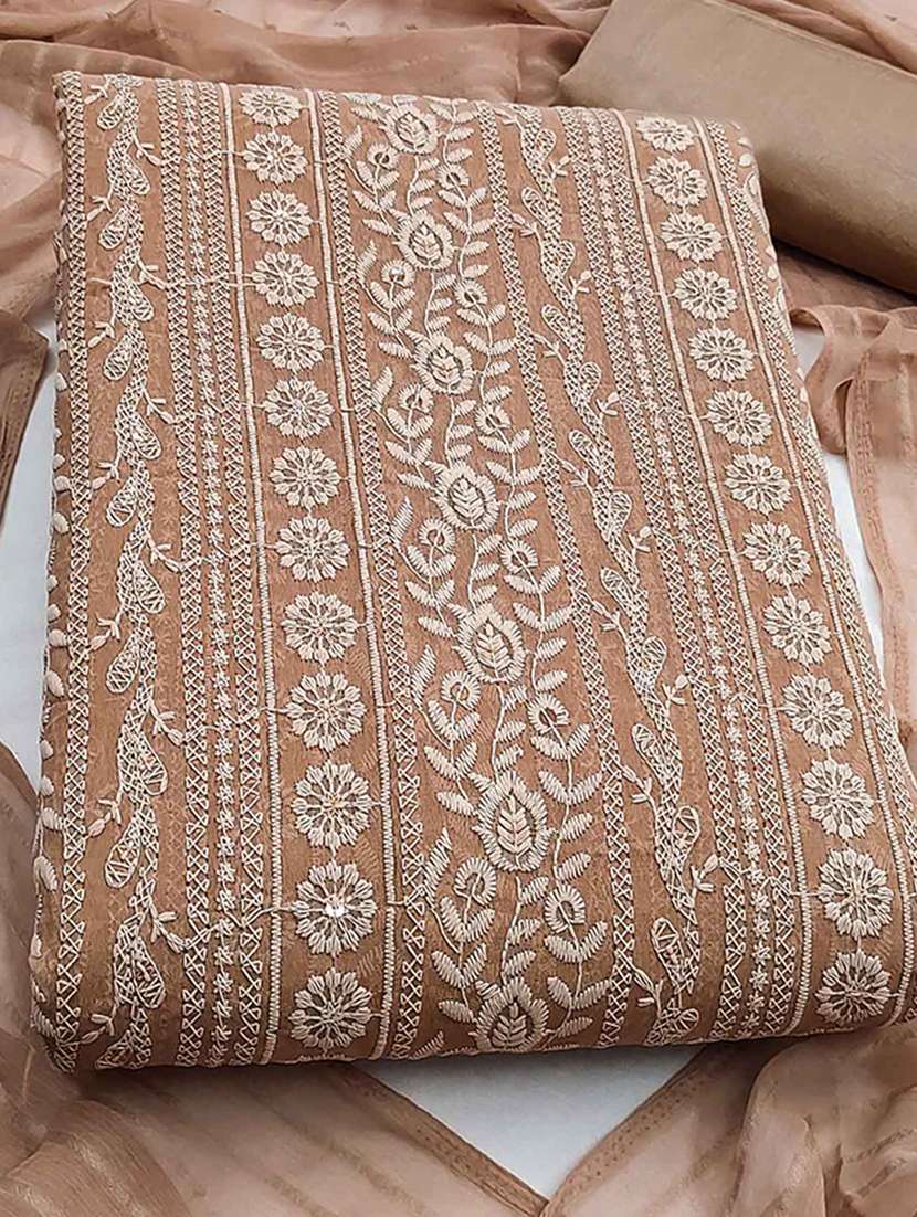 women solid with work embroidered unstitched suit set - 22225086 -  Standard Image - 1