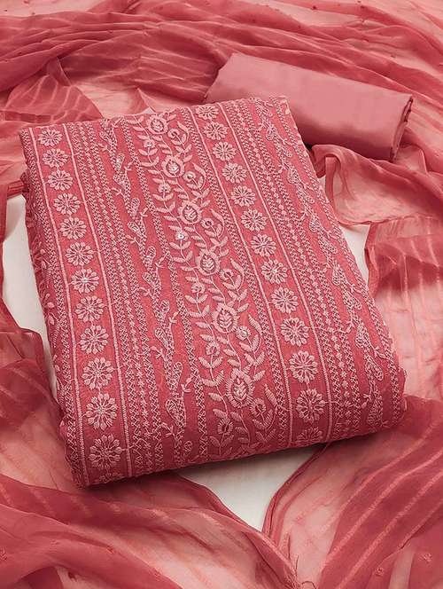 women solid with work embroidered unstitched suit set - 22225087 -  Standard Image - 0