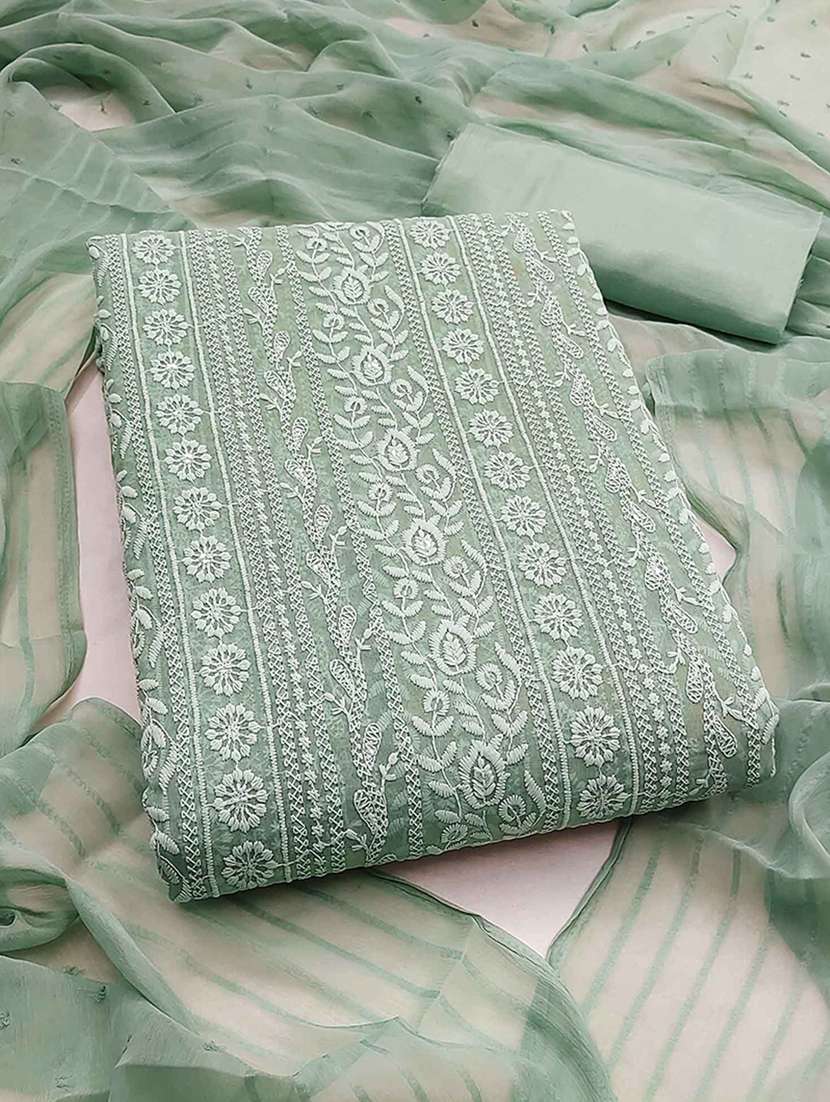 women solid with work embroidered unstitched suit set