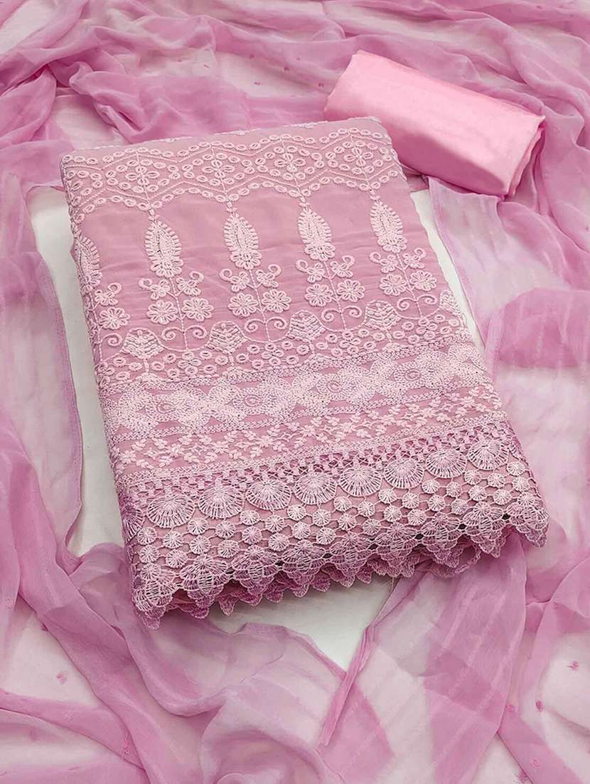 women solid with work embroidered unstitched suit set