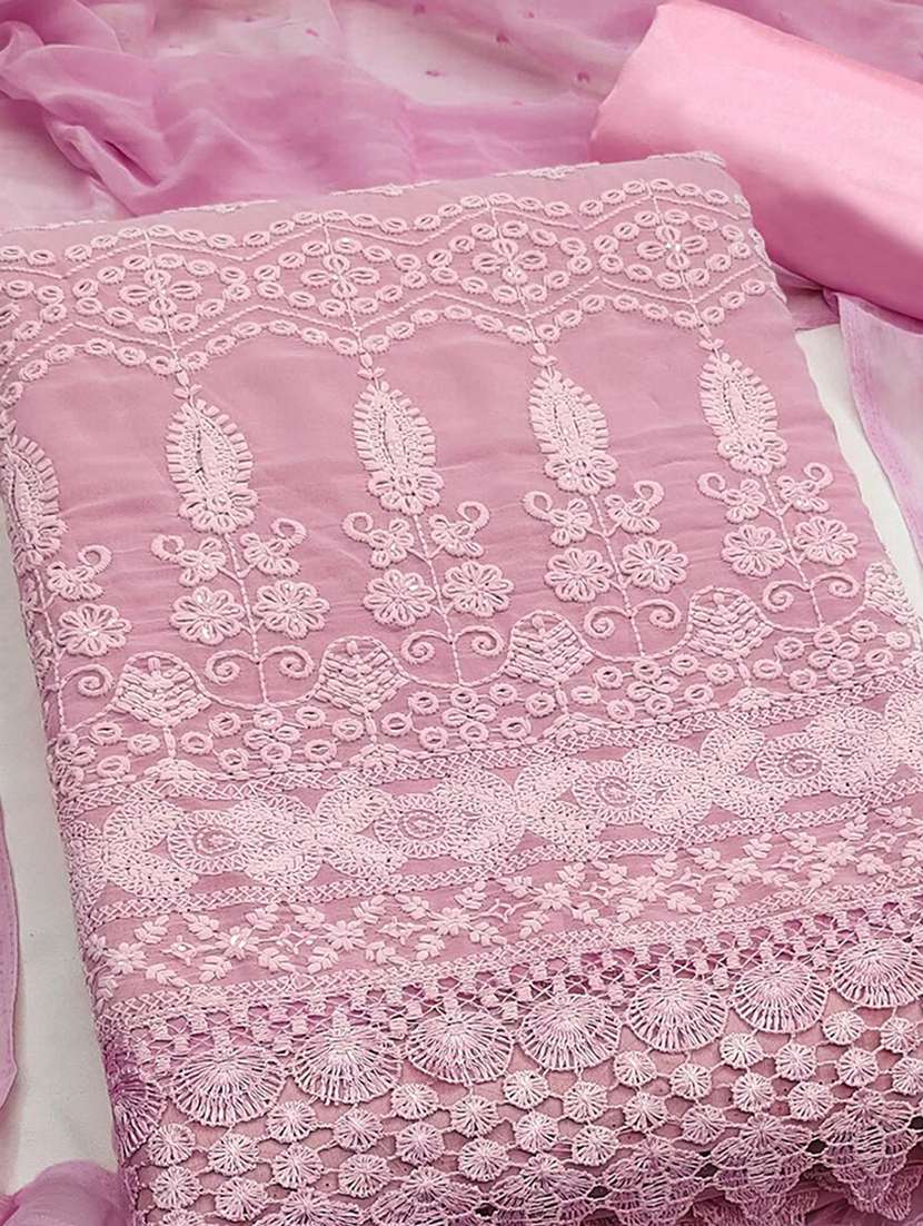 women solid with work embroidered unstitched suit set - 22225091 -  Standard Image - 1