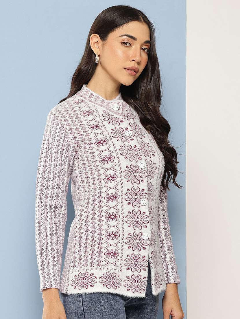 women self designed long sleeve cardigan - 22225097 -  Standard Image - 1