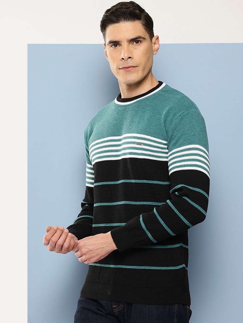 men striped long sleeve regular fit pullover  - 22225100 -  Standard Image - 1