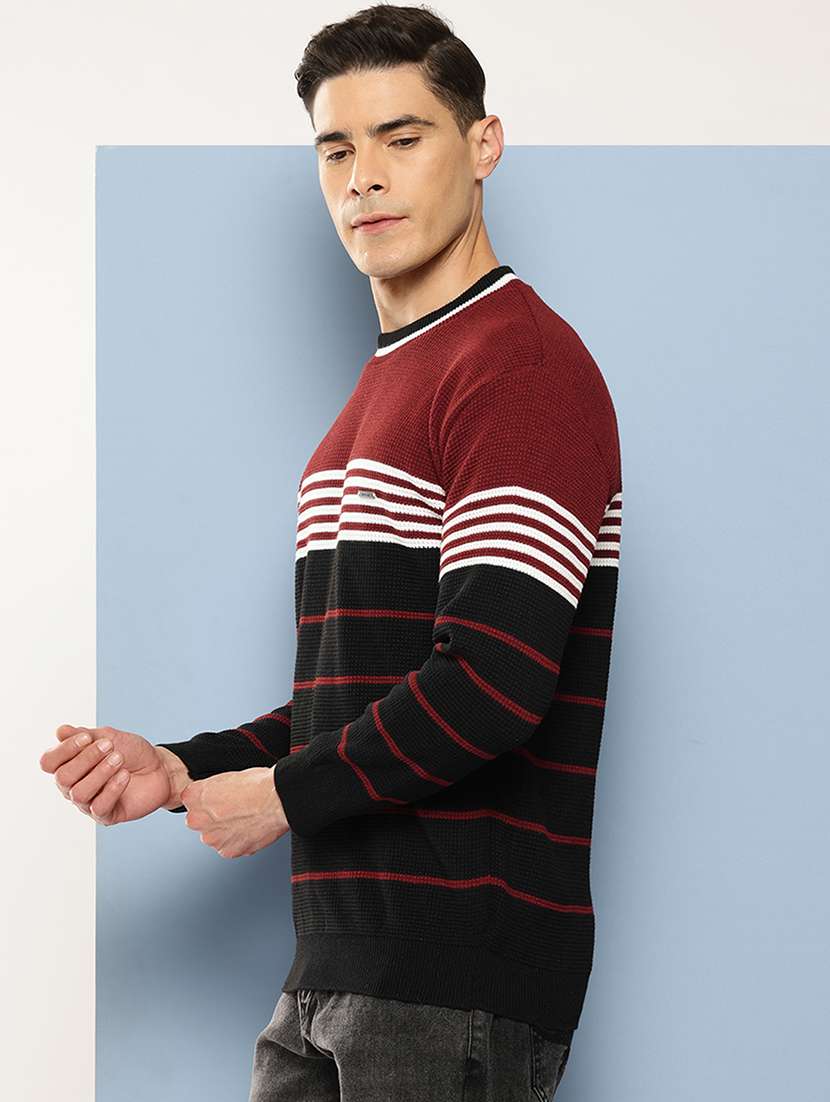 men striped long sleeve regular fit pullover  - 22225102 -  Standard Image - 1
