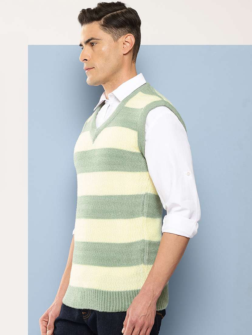 men striped sleeveless regular fit pullover  - 22225104 -  Standard Image - 1
