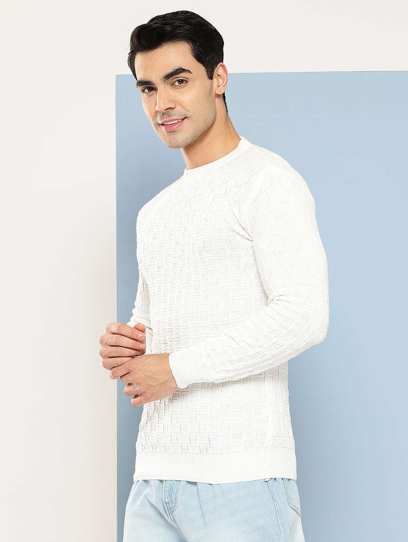 men self design long sleeve regular fit pullover  - 22225110 -  Standard Image - 1