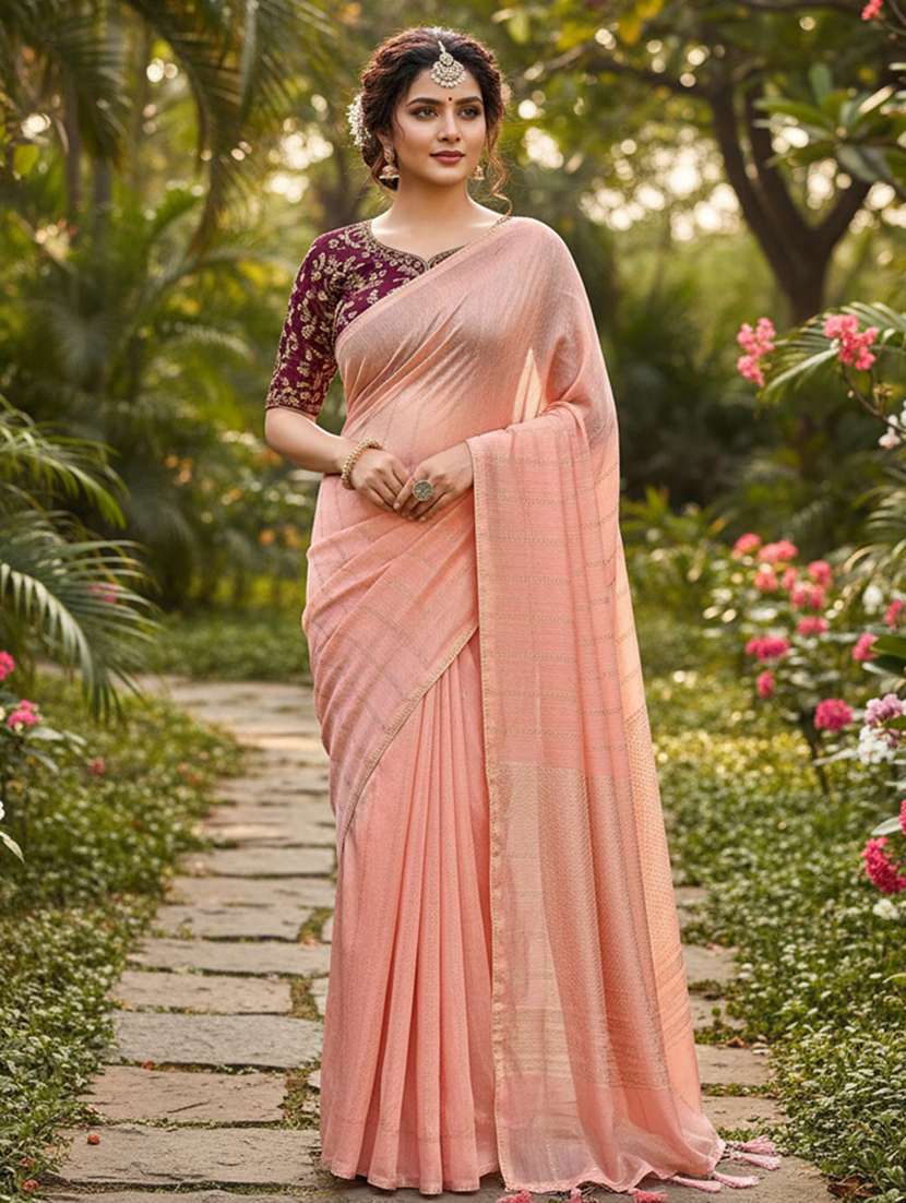 women foil printed embellished saree with blouse - 22225115 -  Standard Image - 1