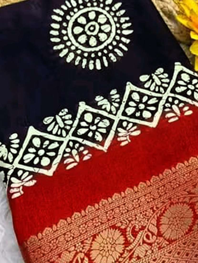 women printed casual wear saree with blouse - 22225118 -  Standard Image - 4