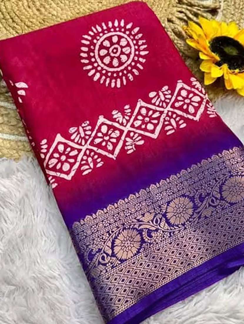 women printed casual wear saree with blouse - 22225120 -  Standard Image - 4