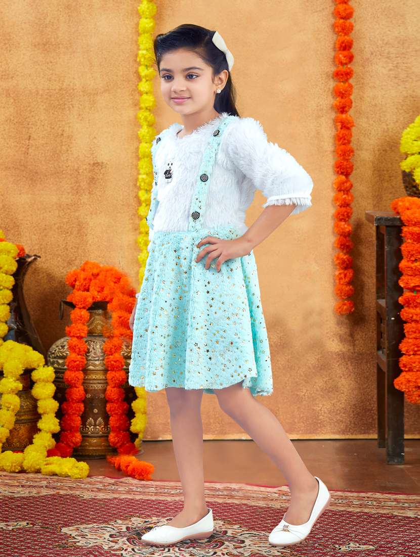 girls self designed round neck fit & flare dress - 22225123 -  Standard Image - 1