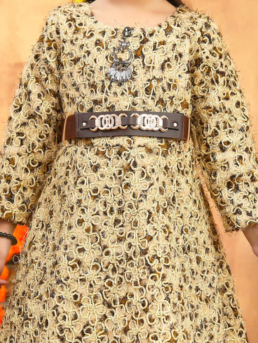 girls self designed long sleeve fit & flare dress - 22225142 -  Standard Image - 4