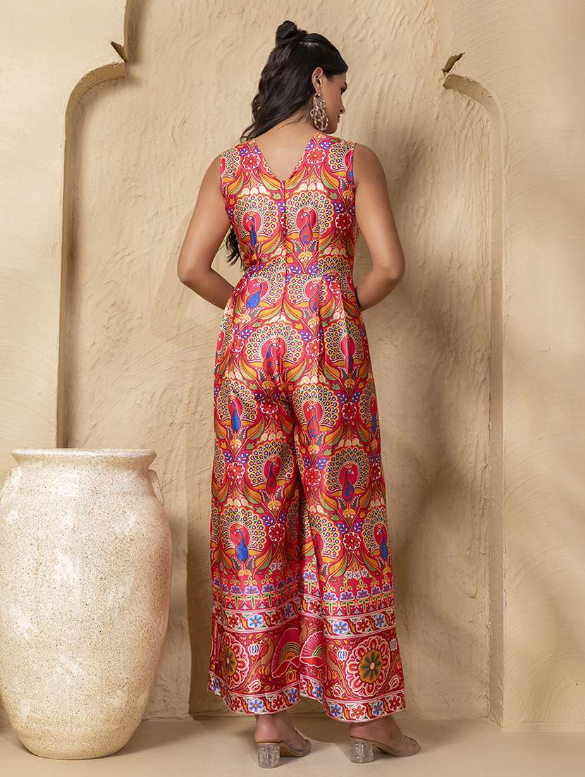 women printed sleeveless ethnic jumpsuit - 22225151 -  Standard Image - 4