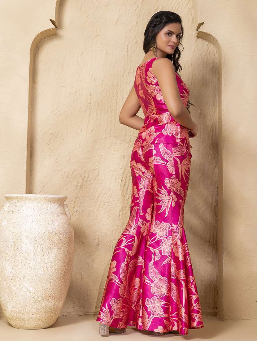 women printed sleeveless ethnic co-ord set - 22225164 -  Standard Image - 4