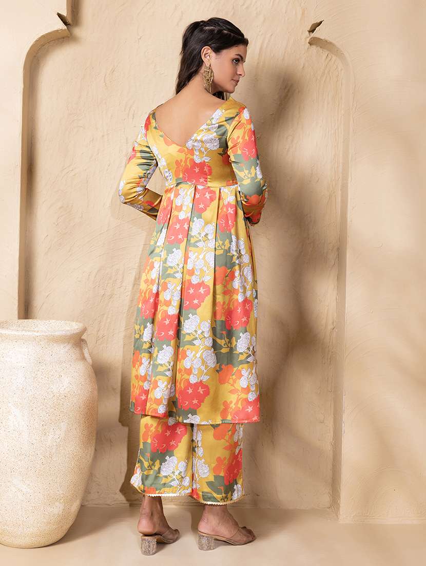 women printed three quarter sleeve ethnic co-ord set - 22225165 -  Standard Image - 4