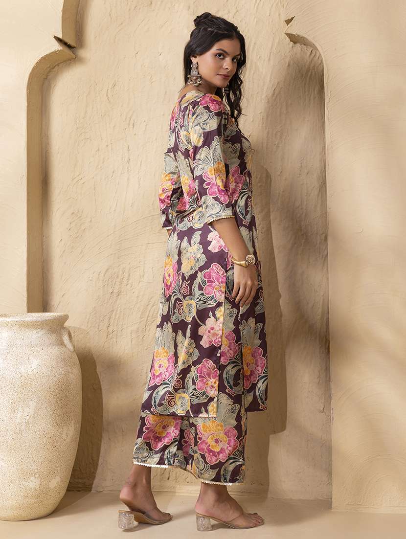 women printed three quarter sleeve ethnic co-ord set - 22225168 -  Standard Image - 4