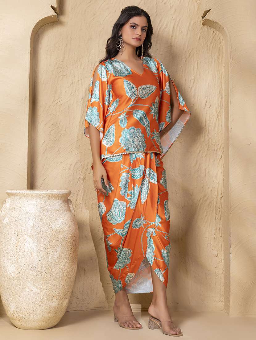 women printed kimono sleeve ethnic co-ord set - 22225170 -  Standard Image - 1