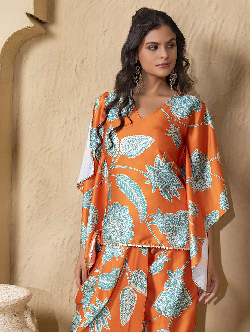 women printed kimono sleeve ethnic co-ord set - 22225170 -  Standard Image - 4