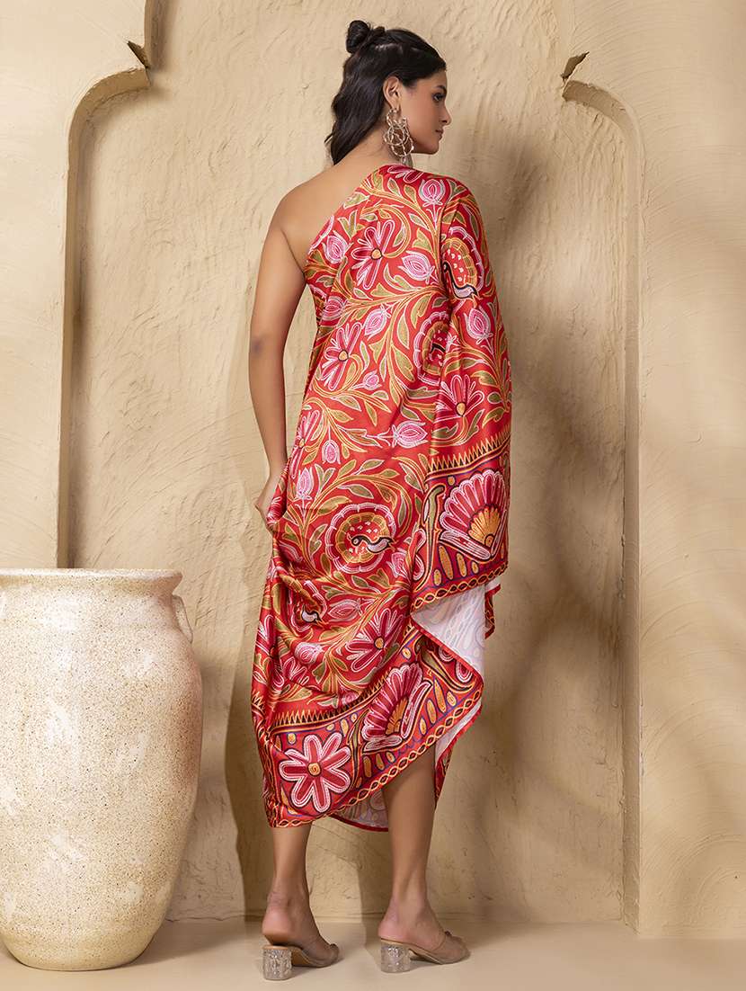 women printed sleeveless one shoulder dress - 22225181 -  Standard Image - 4