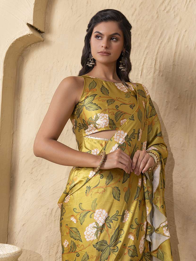 women floral printed pre-drape saree - 22225189 -  Standard Image - 4
