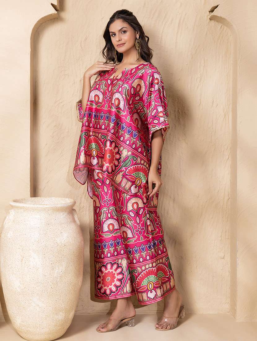 women printed three quarter sleeve ethnic co-ord set - 22225191 -  Standard Image - 1