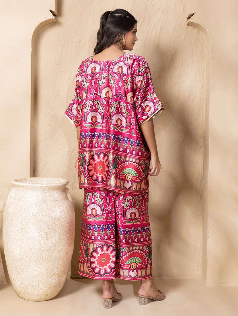 women printed three quarter sleeve ethnic co-ord set - 22225191 -  Standard Image - 4